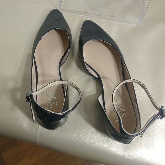 Franco Sarto Women's SZ 10M Slide Leather d'Orsay Flat Slide Shoes Black. - Picture 7 of 11